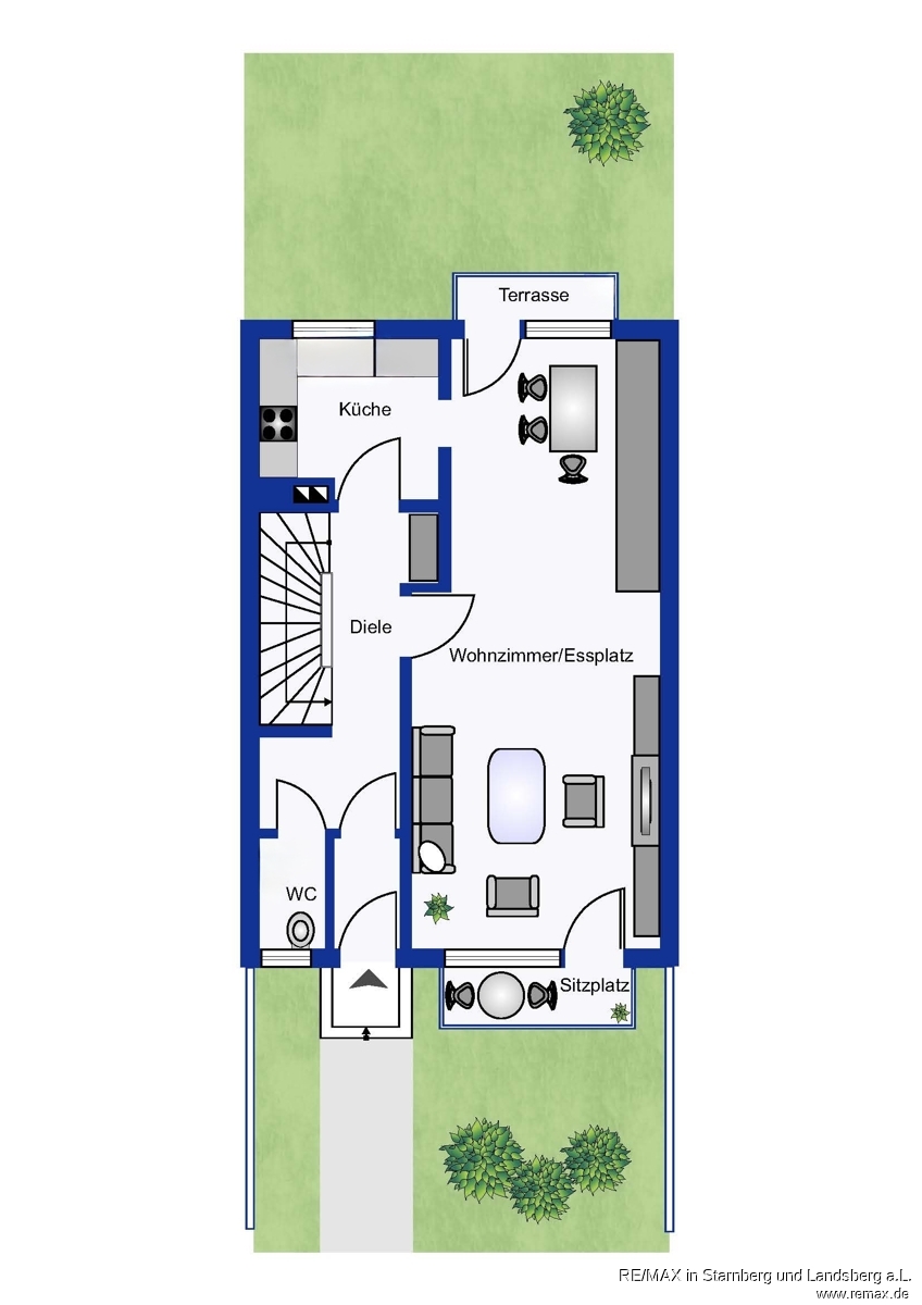 Grundriss EG Skizze Reihenmittelhaus M�nchen
