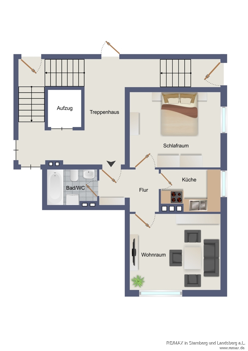 Grundriss Skizze Erdgeschosswohnung Augsburg
