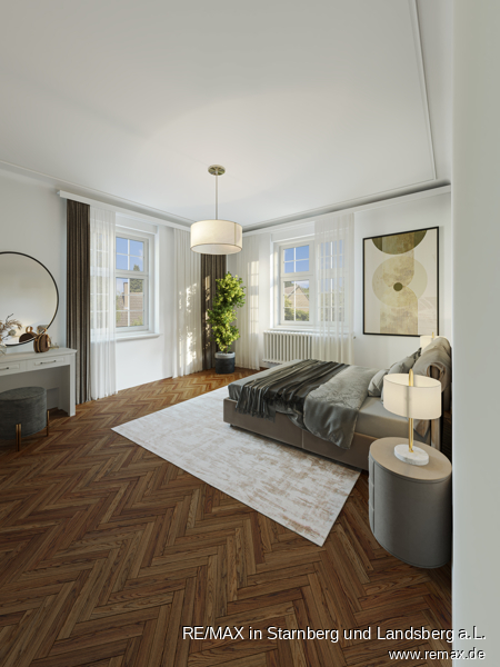 Schlafzimmer - digital m�bliert Dachgeschosswohnung W�rzburg