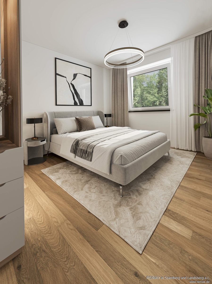 Schlafzimmer - KI eingerichtet Erdgeschosswohnung Augsburg