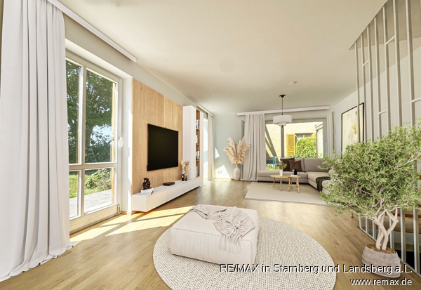 Wohnzimmer virtuell m�bliert Reihenendhaus Utting