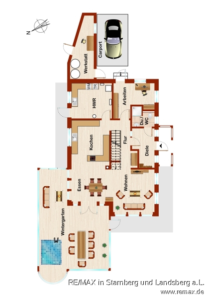 Grundriss EG Einfamilienhaus Fischach