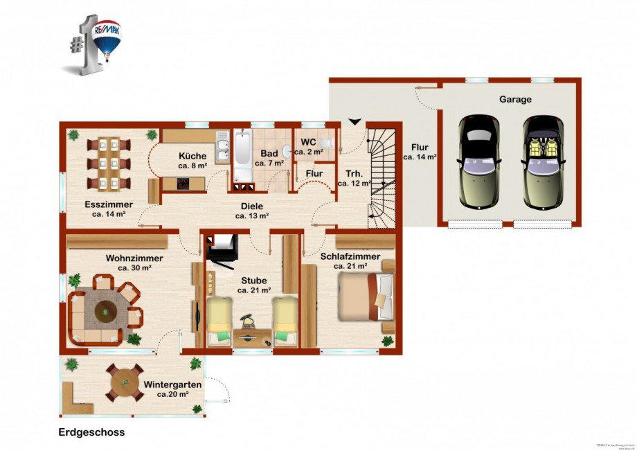 Grundriss EG Einfamilienhaus Finning / Entraching