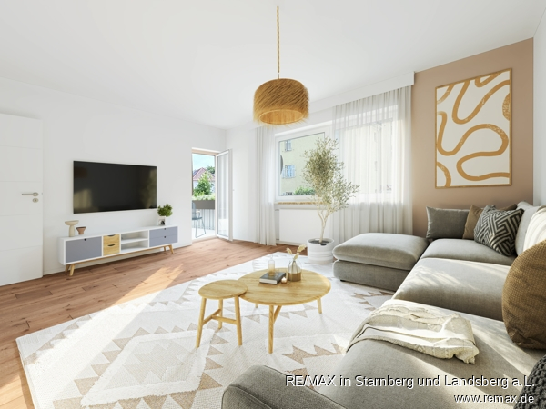 Wohnzimmer - digital eingerichtet Etagenwohnung Landsberg