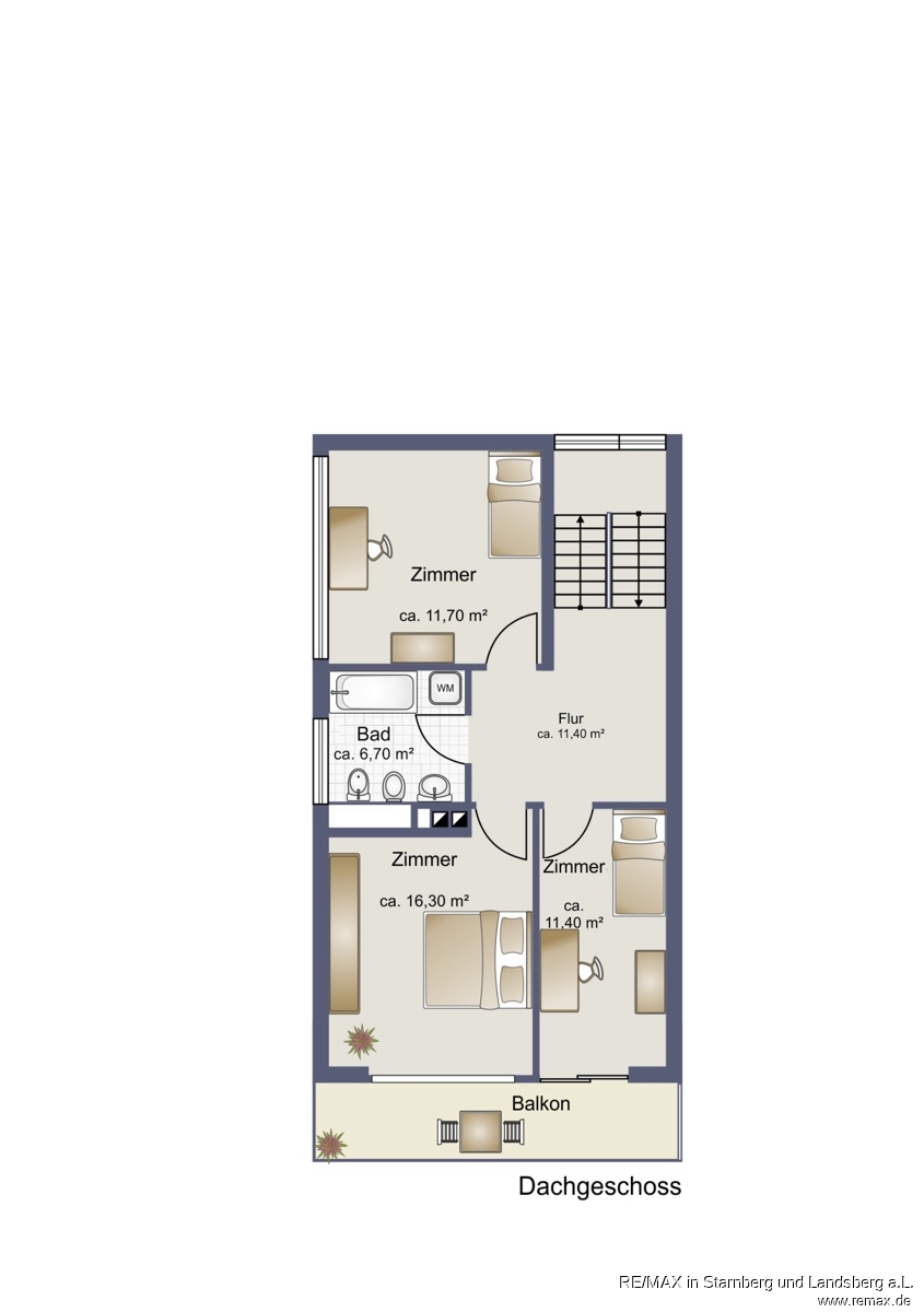 Grundriss Dachgescho� Reihenendhaus Schondorf