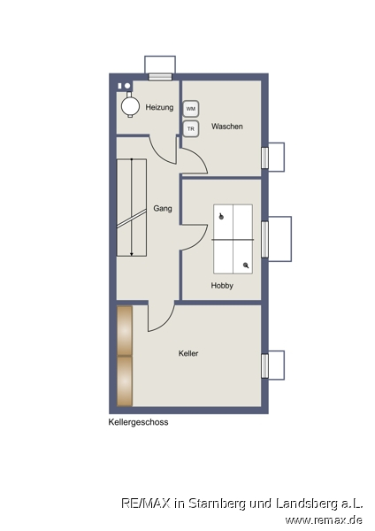Grundriss KG Skizze Doppelhaush�lfte Tutzing