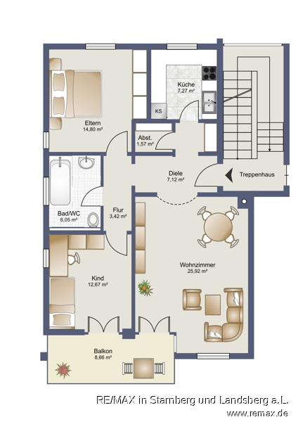 Grundriss Skizze Etagenwohnung Gilching