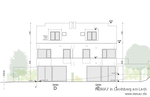 Haus C - D - Ansicht West Doppelhaush�lfte Berg