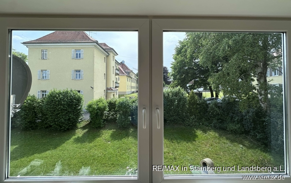 Ausblick von Wohnzimmer Etagenwohnung Landsberg