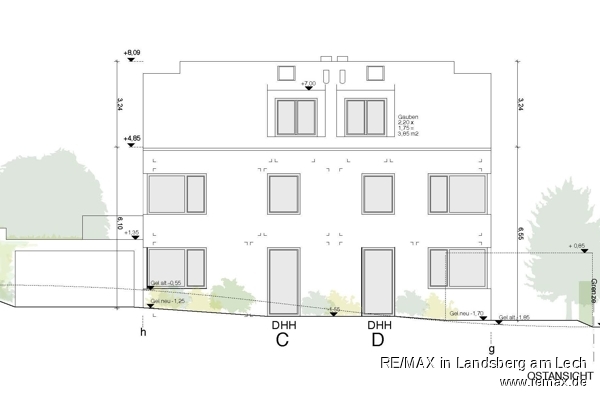 Haus C - D - Ansicht Ost Doppelhaush�lfte Berg