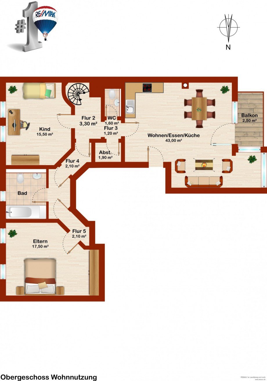 Grundriss OG - Idee Wohnung Etagenwohnung Schongau