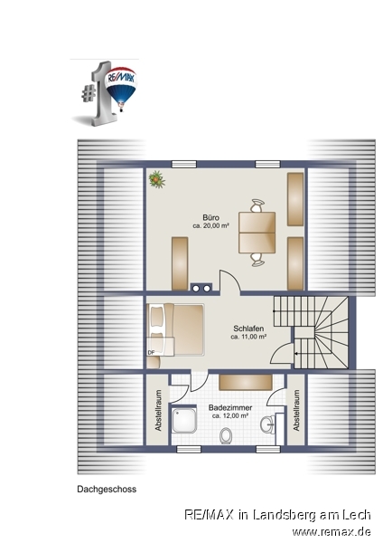 Grundriss DG Doppelhaush�lfte Die�en