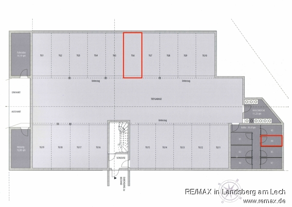 Grundriss TG und Keller Etagenwohnung Augsburg