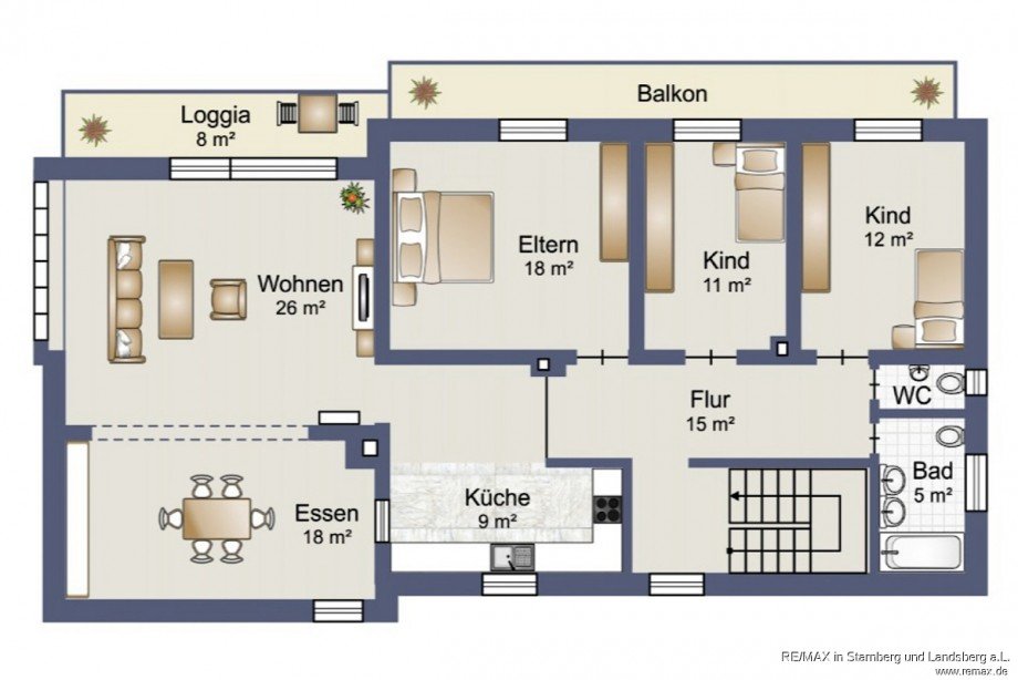 Grundriss Obergeschoss Mehrfamilienhaus Bernried