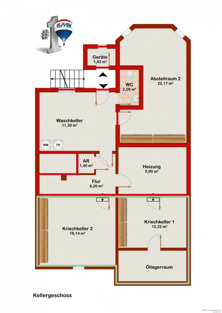 Grundriss Kellergeschoss Erdgeschosswohnung Hamburg