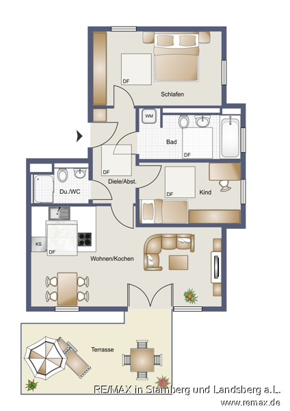 Grundriss Skizze Erdgeschosswohnung M�nchen