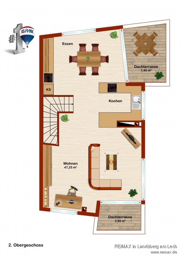 Grundriss 2OG Skizze Maisonettewohnung M�nchen