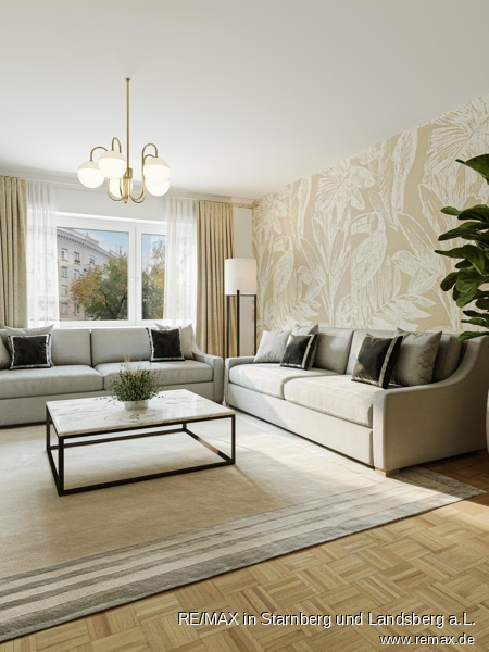Wohnzimmer - digital eingerichtet Etagenwohnung M�nchen
