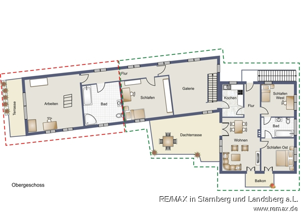 Grundriss OG Bauernhaus Starnberg / Hanfeld
