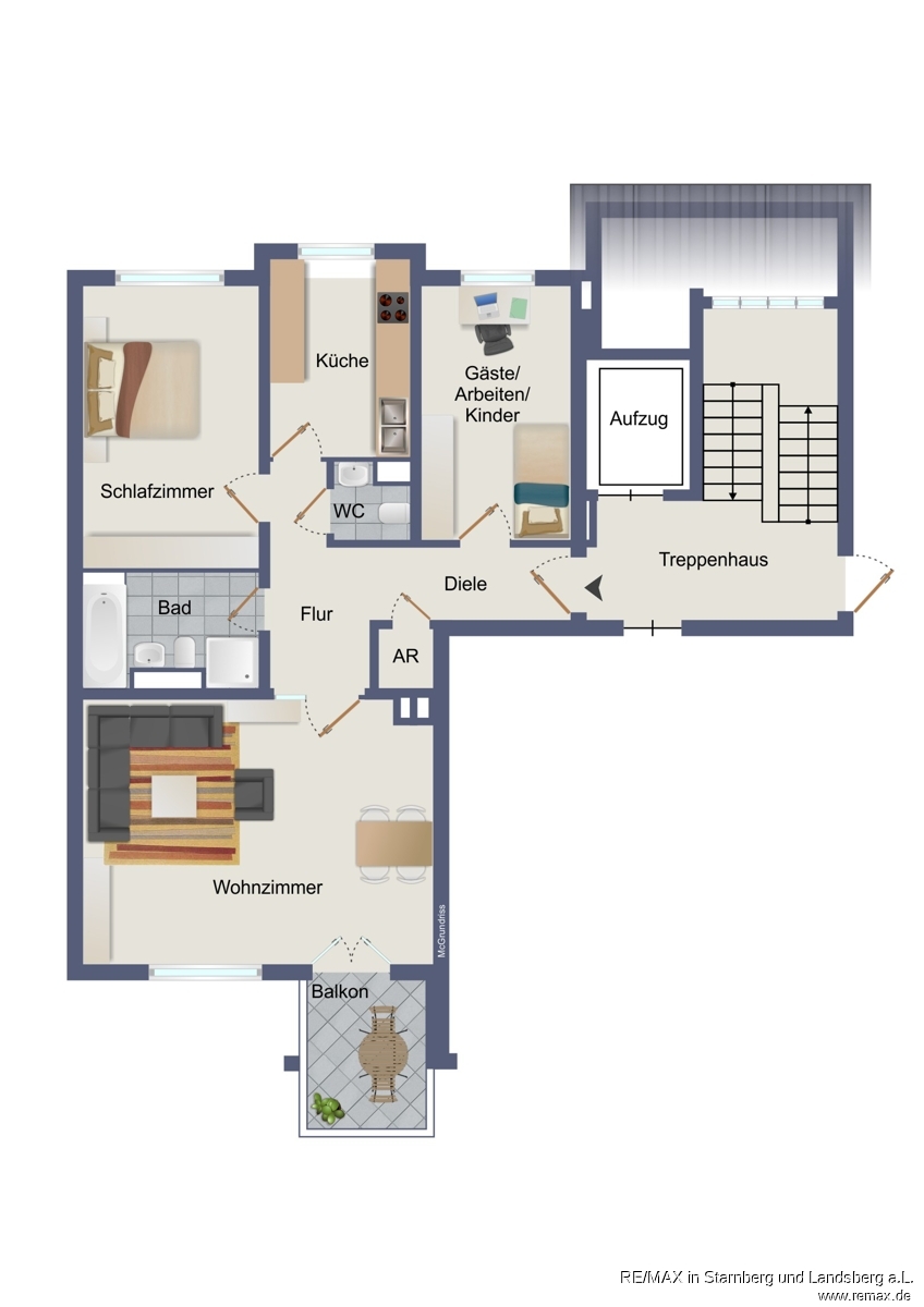 Grundriss Skizze Dachgeschosswohnung M�nchen
