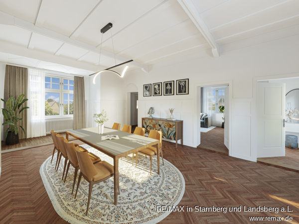 Wohn-Ess-Diele - digital m�bliert Dachgeschosswohnung W�rzburg