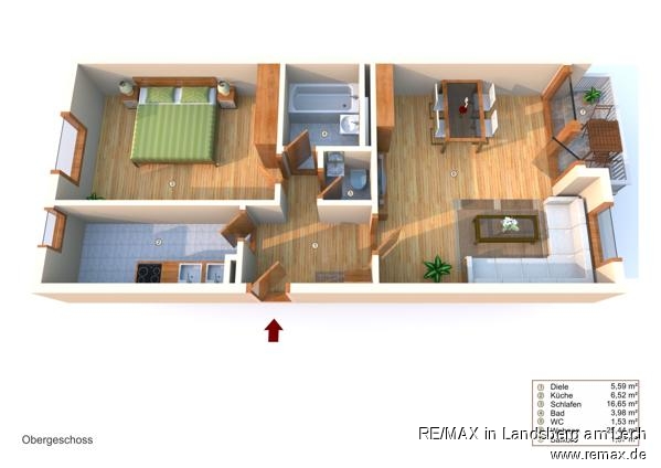 Grundriss der Wohnung in F�rstenfeldbruck-Buchenau (PSc-0514) Etagenwohnung F�rstenfeldbruck