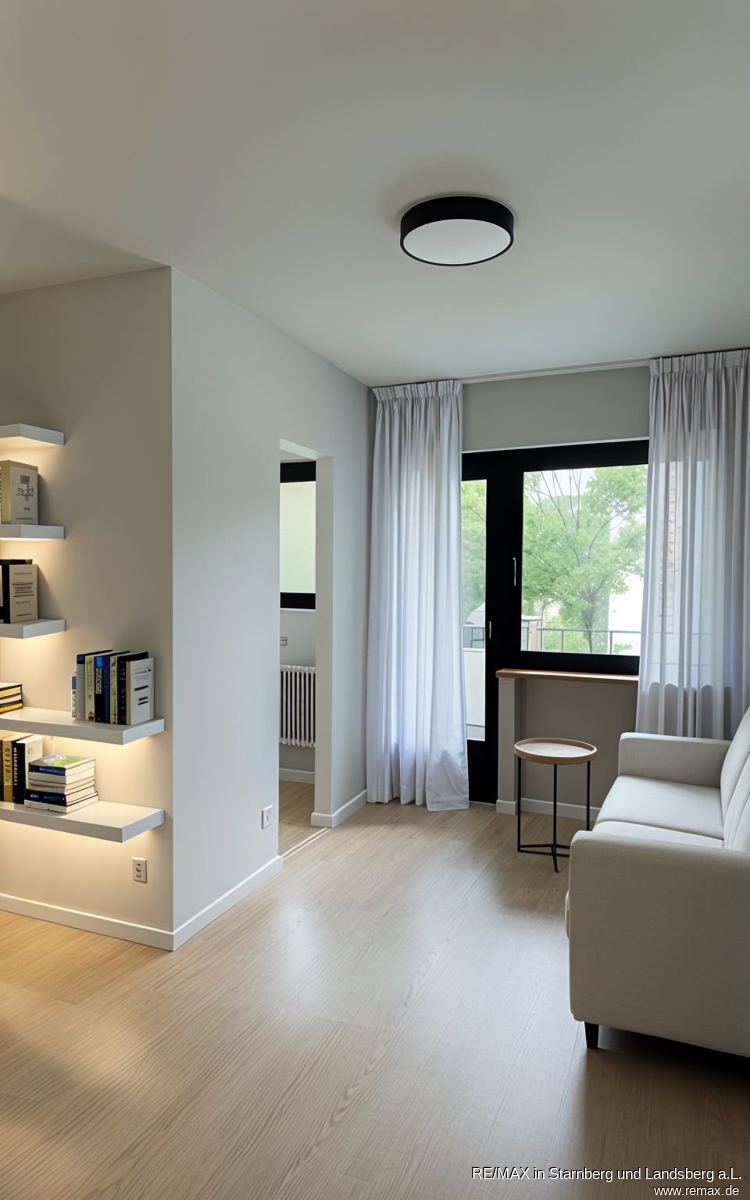 Wohnbereich - mit KI digital m�bliert Etagenwohnung M�nchen